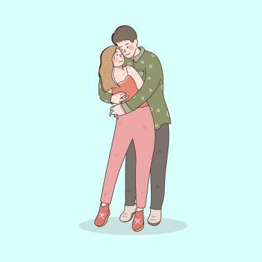 happy love couple fall in love, illustration, valentine celebration 