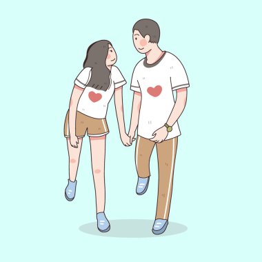 happy love couple fall in love, illustration, valentine celebration 