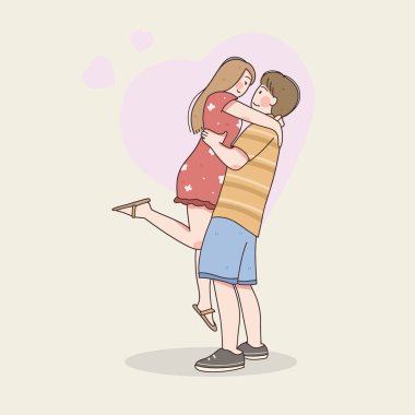 Mutlu çift aşık olur, illüstrasyon, sevgililer günü kutlaması 