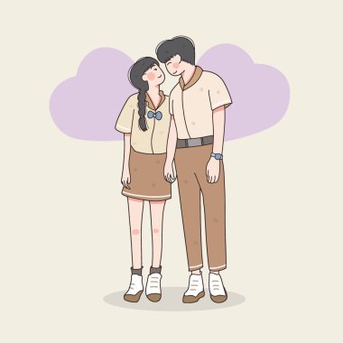 Mutlu çift aşık olur, illüstrasyon, sevgililer günü kutlaması 