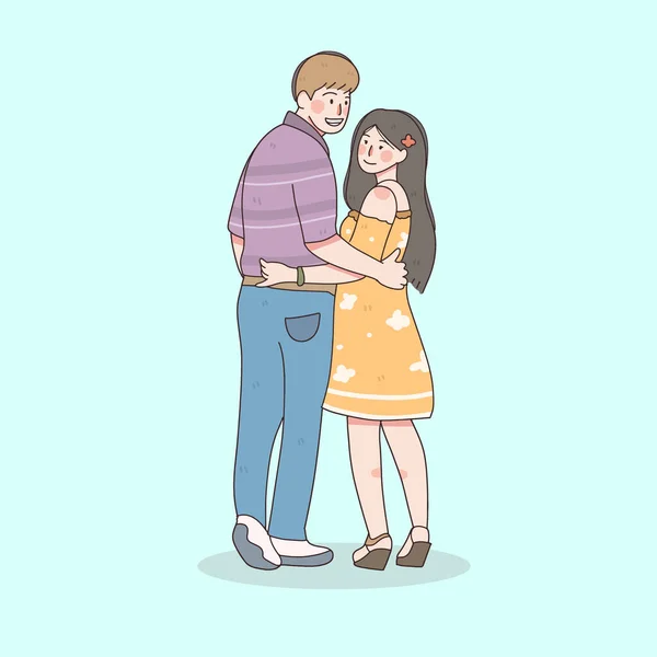 Щаслива Пара Кохання Закохується Ілюстрація Святкування Валентинки — стоковий вектор
