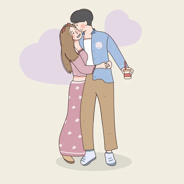 Happy Love Couple Fall Love Illustration Valentine Celebration — ストックベクタ
