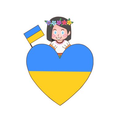 Ukrayna halkı, bayrağı elinde tutan genç kız, barış sembolü ve savaş kavramı yok. 