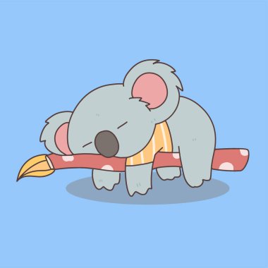 Okul malzemeleriyle sevimli koala hayvan öğrenci karakteri