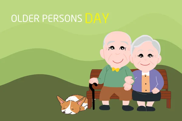Giorno Dei Nonni Persone Anziane Amore Coppia Anziana — Vettoriale Stock