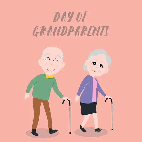 Fête Des Grands Parents Les Personnes Âgées Amour Vieux Couple — Image vectorielle