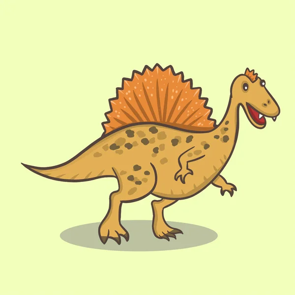 Dibujos Animados Dinosaurio Lindo Carácter Ilustración — Archivo Imágenes Vectoriales