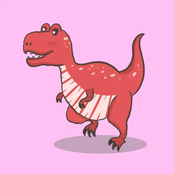 Dibujos Animados Dinosaurio Lindo Carácter Ilustración Rojo Rec — Archivo Imágenes Vectoriales