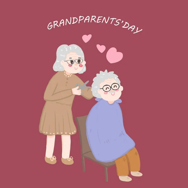 Grandparents Day Older Persons Love Old Couple — Stock Vector