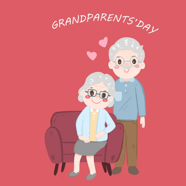 Grandparents Day Older Persons Love Old Couple — Stock Vector