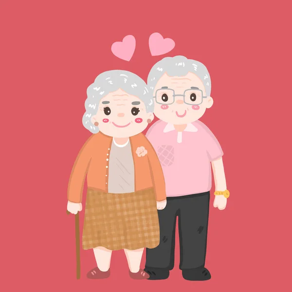 Fête Des Grands Parents Les Personnes Âgées Amour Vieux Couple — Image vectorielle