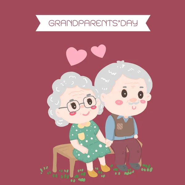 Día Los Abuelos Las Personas Mayores Amor Pareja Ancianos — Vector de stock