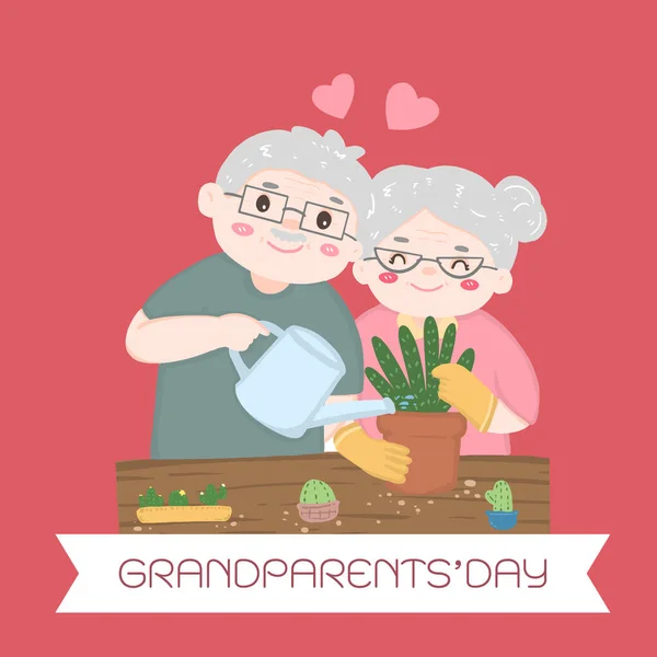 Den Prarodičů Starší Osoby Láska Starému Páru — Stockový vektor