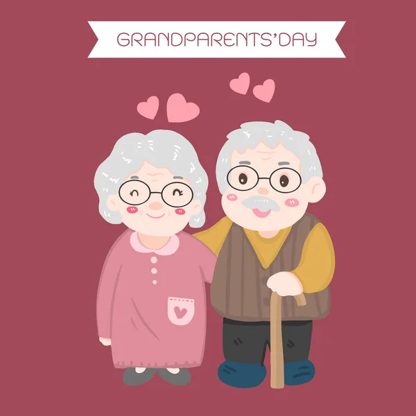 Grootouderdag Ouderen Liefde Voor Het Oude Paar — Stockvector
