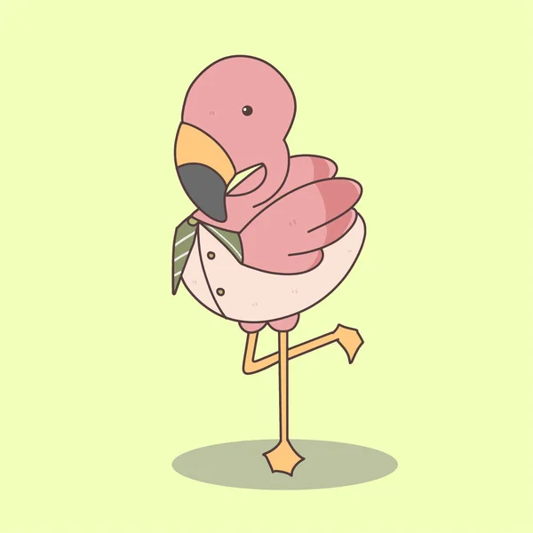 Cute Flamingo Animal Student Character School Supplies — Stock Vector