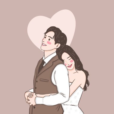 Mutlu çift aşık olur, illüstrasyon, sevgililer günü kutlaması 