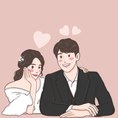 happy love couple fall in love, illustration, valentine celebration 