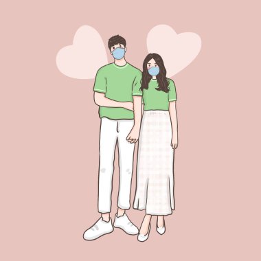 Mutlu çift aşık olur, illüstrasyon, sevgililer günü kutlaması 