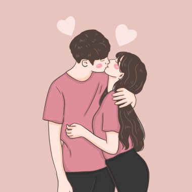 happy love couple fall in love, illustration, valentine celebration 