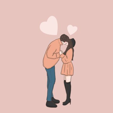 happy love couple fall in love, illustration, valentine celebration 