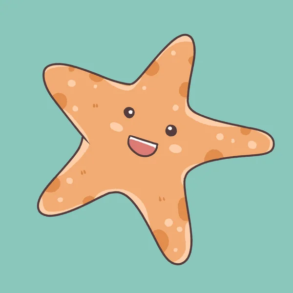 Personagem Bonito Dos Desenhos Animados Estrela Mar Animal Marinho Subaquático —  Vetores de Stock