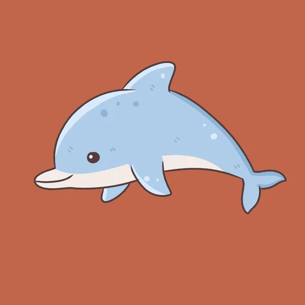 cute dolphin cartoon character, sea animal underwater illustration and vector