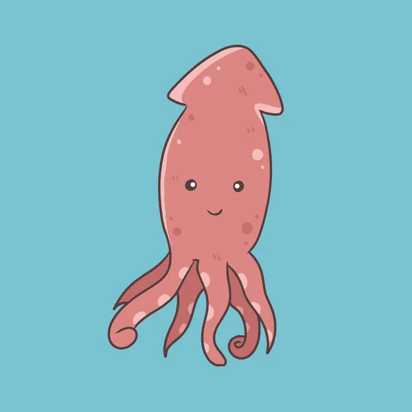 Lindo Personaje Dibujos Animados Pulpo Animal Marino Ilustración Submarina Vecto — Archivo Imágenes Vectoriales