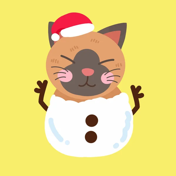 Cute Cat Christmas Day — Stock Vector