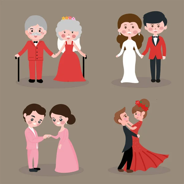 Love Happy Couple Wedding Vector Illustration Man Woman Just Married — Vettoriale Stock