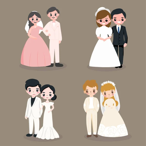Любовь Счастливая Пара Свадьба Вектор Иллюстрация Мужчина Женщина Поженились Дизайна — стоковый вектор