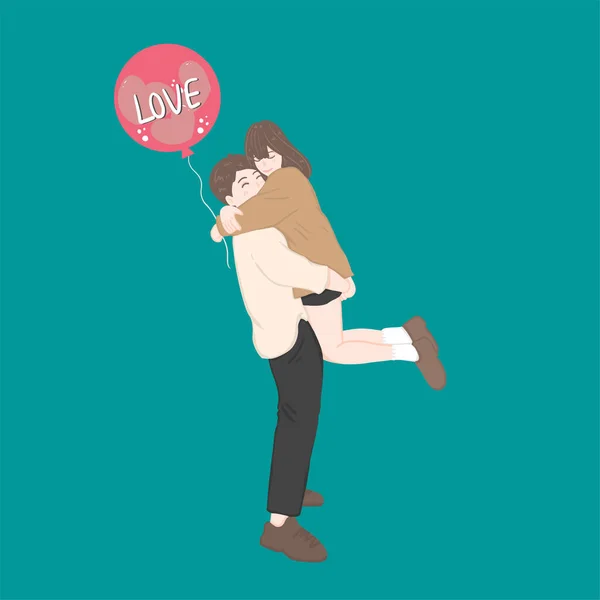 Happy Cute Love Couple Hug Together — ストックベクタ
