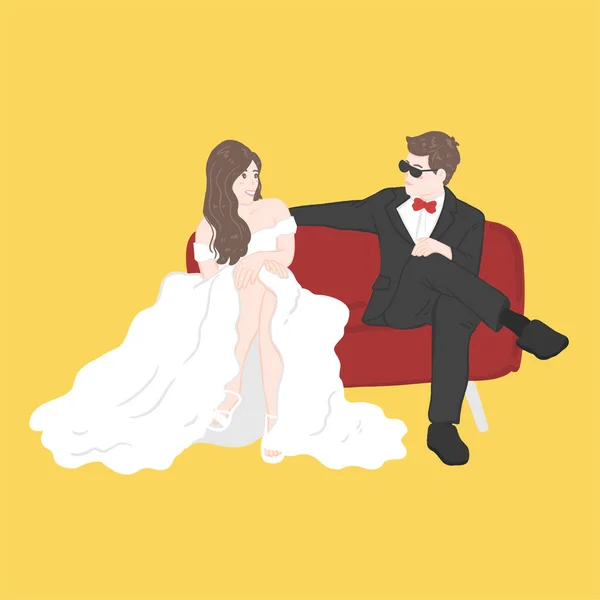 Love Couple Sit Sofa — Διανυσματικό Αρχείο