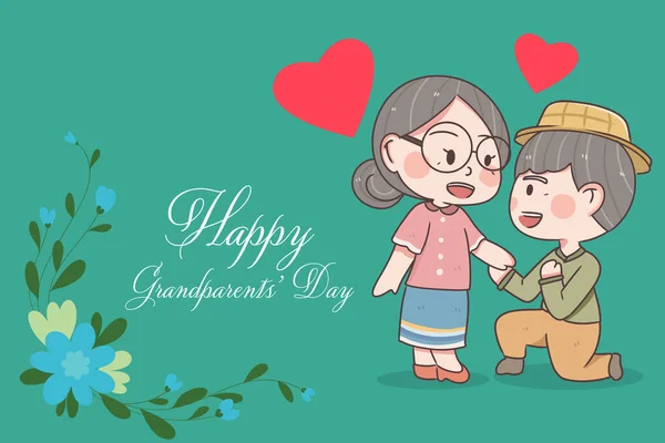 Hand Drawn Couple Grandparents Happy Family Elder People National Grandparents — Stockvector