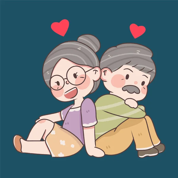 Happy Older Couple National Grandparents Day — 스톡 벡터