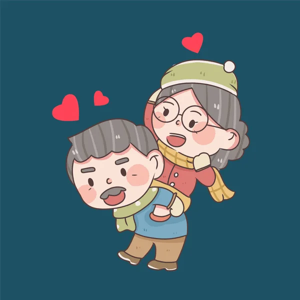 Happy Older Couple National Grandparents Day — 스톡 벡터