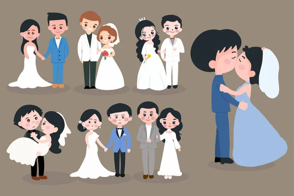 Любов Щаслива Пара Весілля Векторні Ілюстрації Чоловіка Жінки Просто Одружені — стоковий вектор