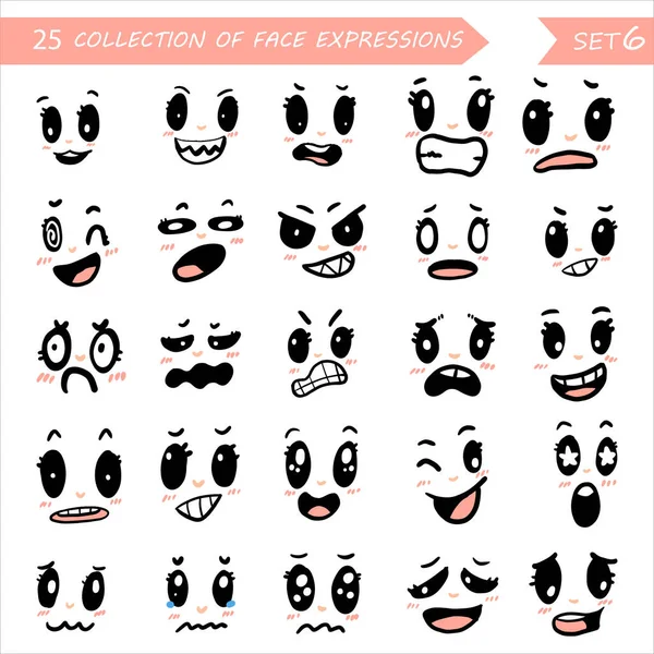 Collection Emoticons Face Expression Feelings Collection Illustration Vector — Stockvector