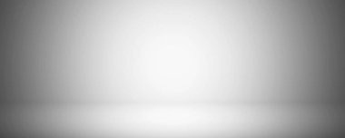 Beyaz ve gri gradyan stüdyo ve sergi salonu arka planı 