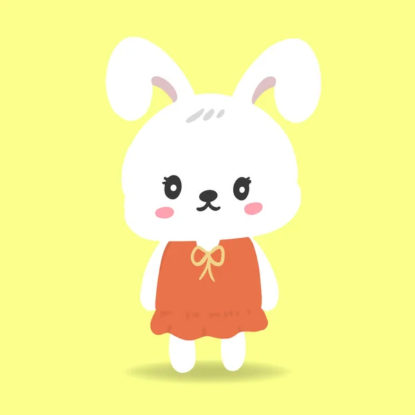 Cute Cartoon Rabbit Character Wearing Cloth — ストックベクタ