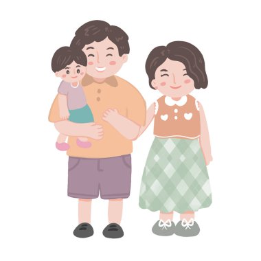 Happy family, dad, mom and kid