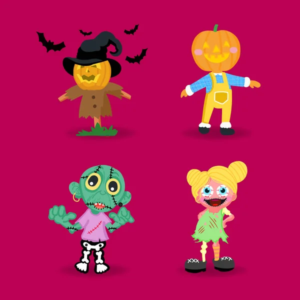 Set Cartoon Halloween Character — Stockvector