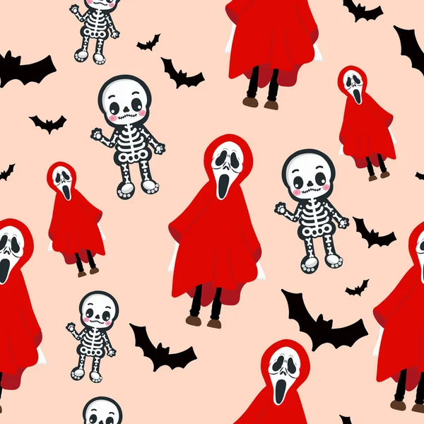 Halloween Character Trick Treat Seamless Pattern Background — Stockvector