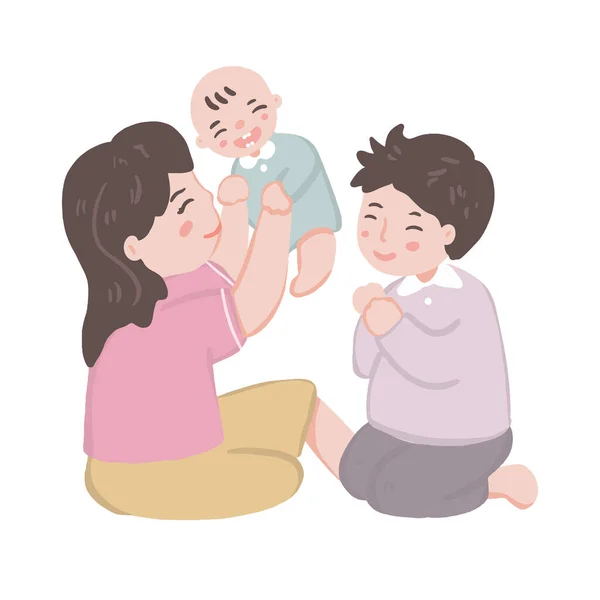 Happy Family Dad Mom Kid — 스톡 벡터