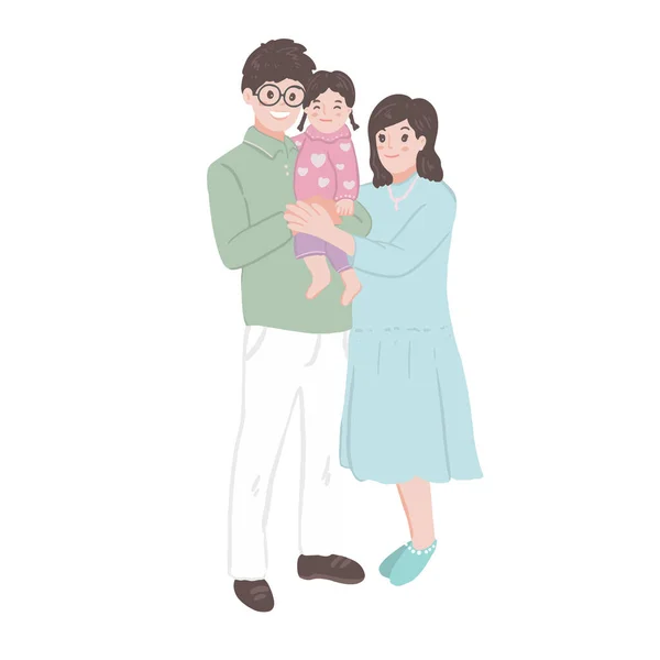 Happy Family Dad Mom Kid — ストックベクタ