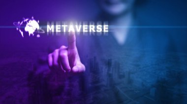  Metaverse Virtual Technology. Worldwide Business. Megatrends on Internet for Telecommunication, Finance, and Internet of Things clipart