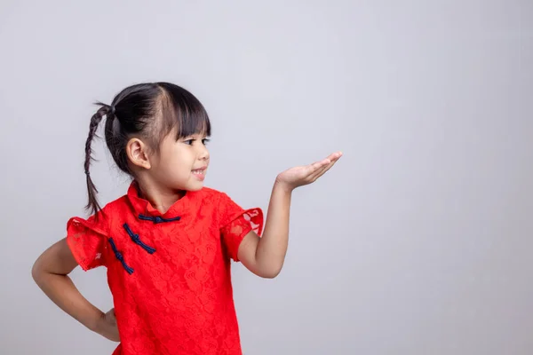 Happy Chinese New Year Little Asian Girls Congratulation Gesture — 图库照片