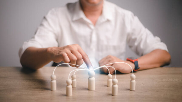 Human resources officer looking for leader and CEO concept