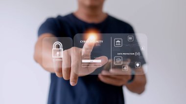 siber güvenlik konsepti, kullanıcı gizliliği güvenliği ve şifreleme, güvenli internet erişimi Gelecek teknolojisi ve sibernetik, ekran asma kilit.