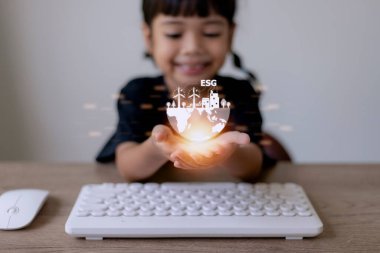 Environmental technology concept. Green tech. Education of child. Sustainable development goals. SDGs.ESG.