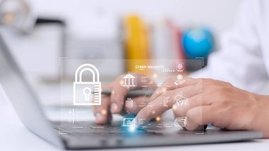 siber güvenlik konsepti, kullanıcı gizliliği güvenliği ve şifreleme, güvenli internet erişimi Gelecek teknolojisi ve sibernetik, ekran asma kilit.